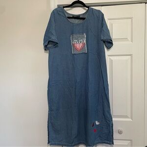 Naqui New York Women's Denim Long Dress Heart Americana Size 20W